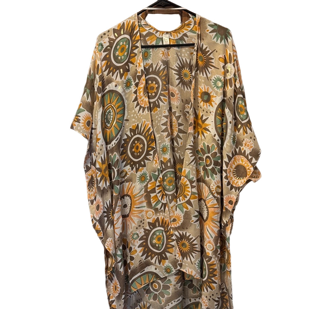 Cato Lightweight Mixed Pattern Kimono Ruana Cover-Up NWOT